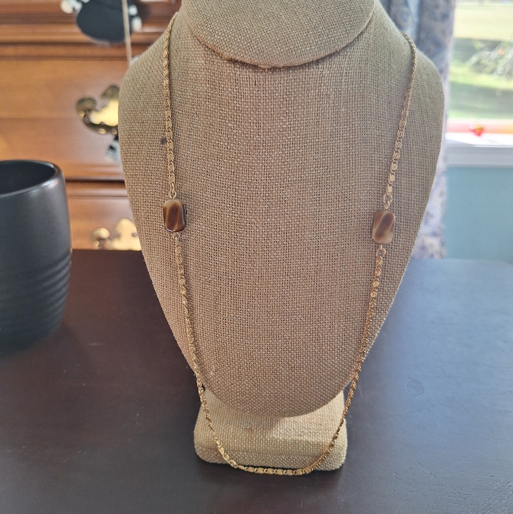 Sarah Coventry Brown and Gold Necklace
